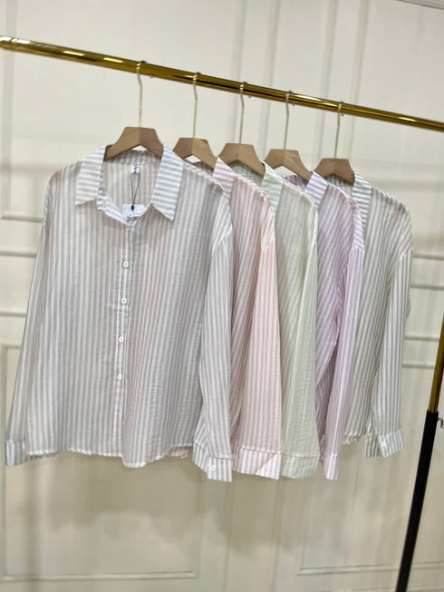 Women Stripes Summer See Through Shirts